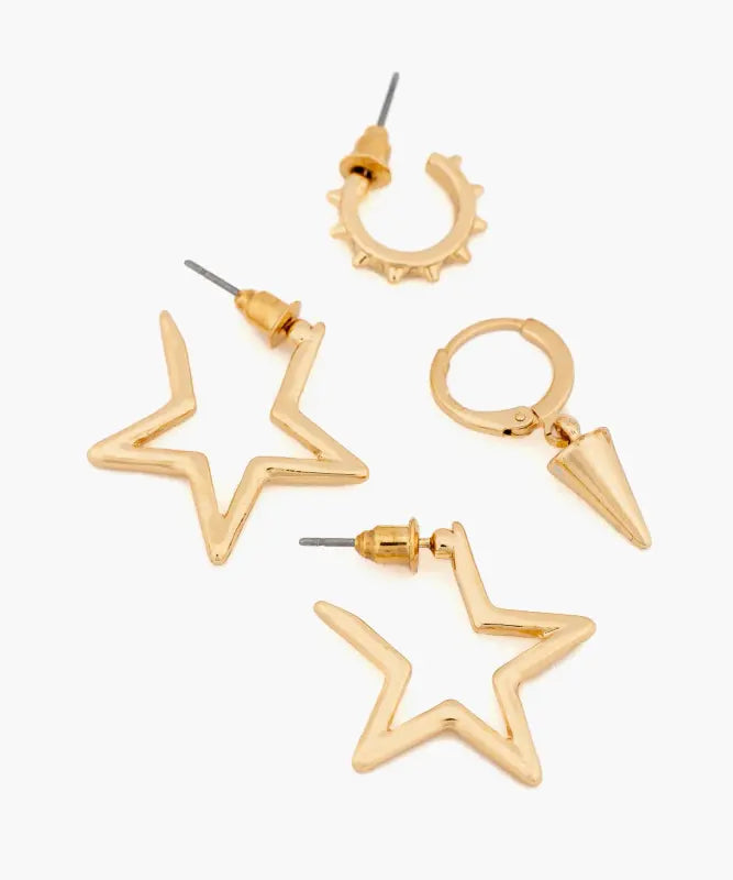 Set Aros Argollas Y Estrellas