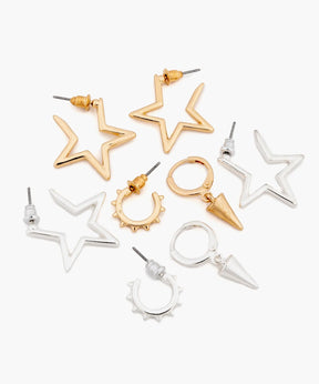 Set Aros Argollas Y Estrellas