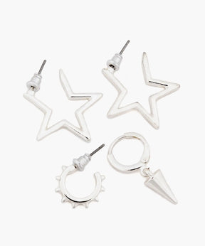 Set Aros Argollas Y Estrellas