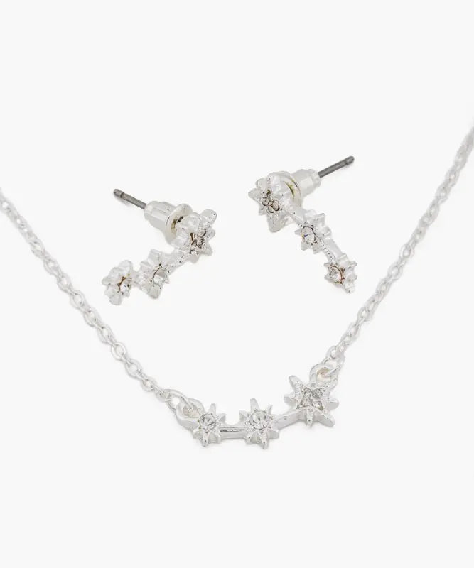 Set Collar Y Aros Estrellas Strass