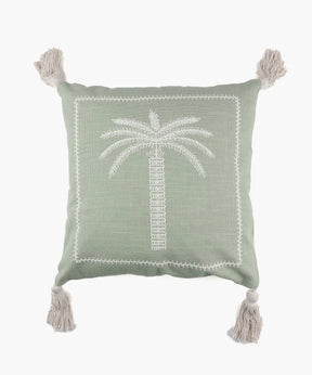 Cojín Algodón Palmera Bordada Boho