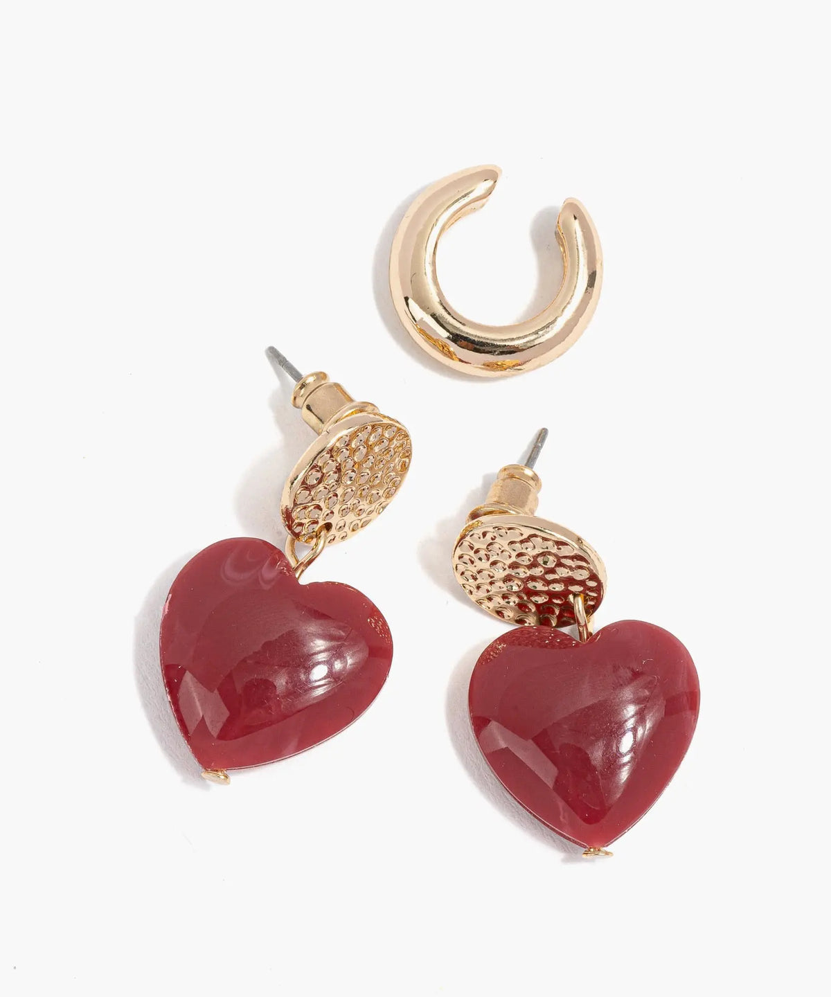 Set Aros Corazón Con Cuff