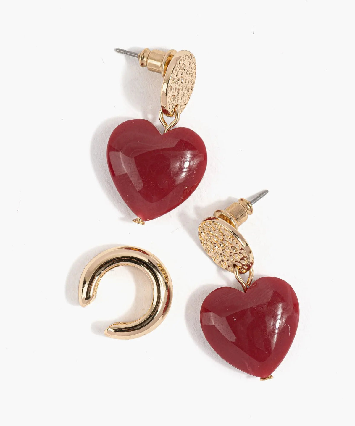 Set Aros Corazón Con Cuff