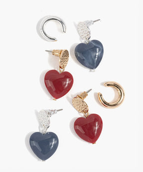 Set Aros Corazón Con Cuff